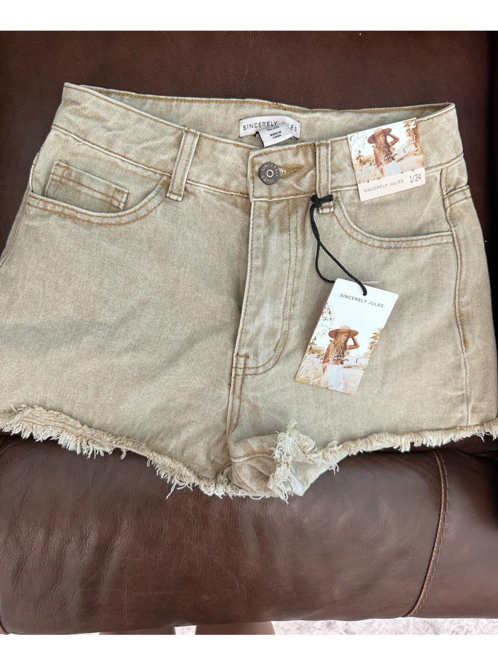 Sincerely Jules Beige Denim Short Jean Shorts 24